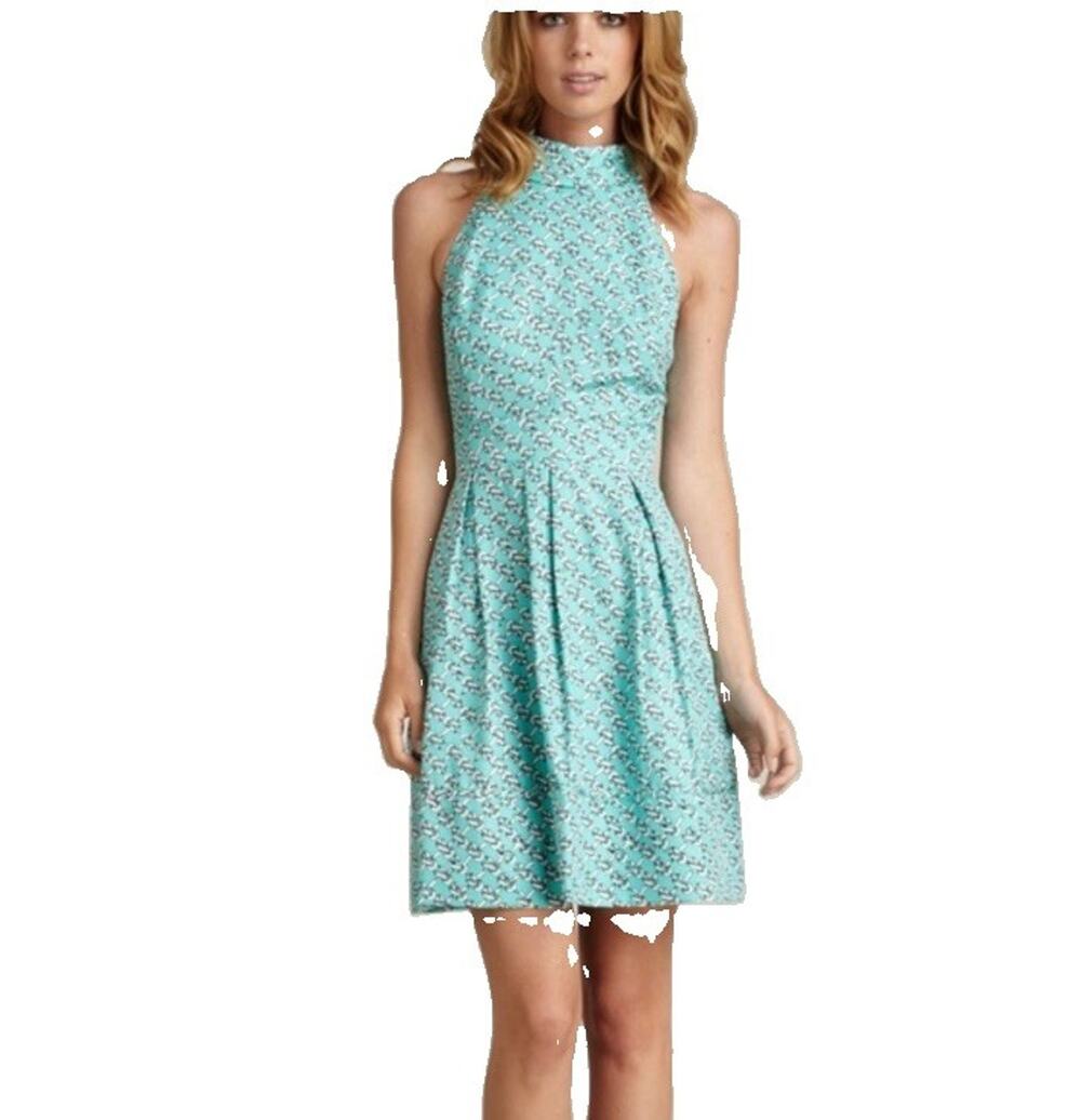Jessica Simpson Sleeveless Pleated Knot Dress Teal Fit and Flare Women’s Size 6